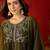 Olive silk chiffon embroidered kurta set.