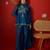 Teal silk chiffon embroidered kurta set