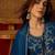 Teal silk chiffon embroidered kurta set