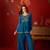 Teal silk chiffon embroidered kurta set
