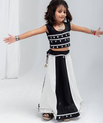 Navratri special real kodi with silver coin lace & latkan work lehenga with blouse for kids 6