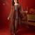 Coffee silk chiffon embroidered kurta set