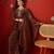 Coffee silk chiffon embroidered kurta set