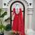 Red georgette digital printed designer anarkali suit