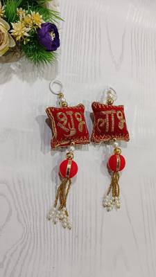 decorative shubh labh cushion gota balls latkan hanging  traditional hanging (pack of 2) 1