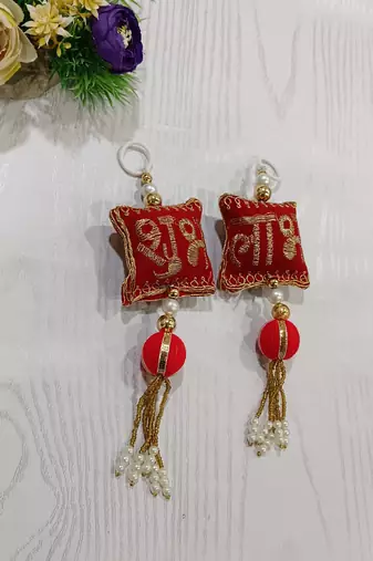 decorative shubh labh cushion gota balls latkan hanging  traditional hanging (pack of 2)