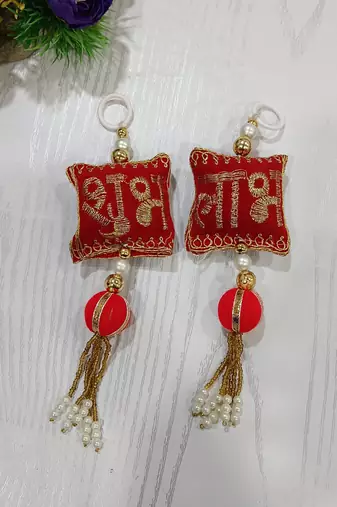 decorative shubh labh cushion gota balls latkan hanging  traditional hanging (pack of 2)