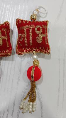 decorative shubh labh cushion gota balls latkan hanging  traditional hanging (pack of 2) 3