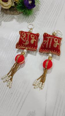 decorative shubh labh cushion gota balls latkan hanging  traditional hanging (pack of 2) 5