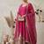 Rani pink colour embroidered georgette anarkali suit set with dupatta & pant