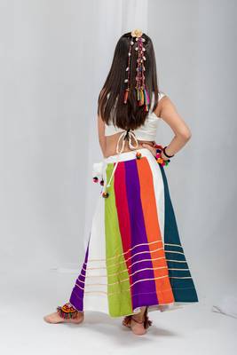 Navratri special multicolor kali with gota patti work lehenga & gamthi patch real mirror work blouse for kids 7