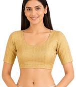 Gold spandex golden zari straight line stretchable readymade saree blouse