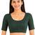 Bottle green spandex golden zari straight line stretchable readymade saree blouse