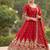 Red colour embroidered georgette anarkali suit set with dupatta & pant