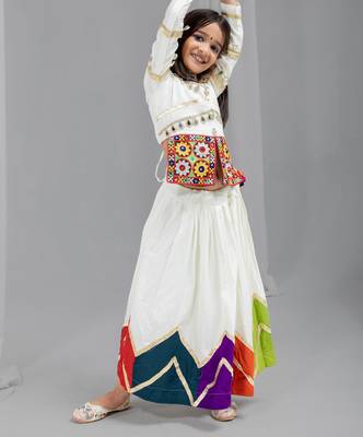 Navratri special kali with gota patti work lehenga & real mirror with patch work blouse for kids 7