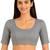 Grey spandex golden zari straight line stretchable readymade saree blouse