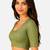 Pista green spandex golden zari straight line stretchable readymade saree blouse