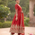 Red colour embroidered georgette anarkali suit set with dupatta & pant