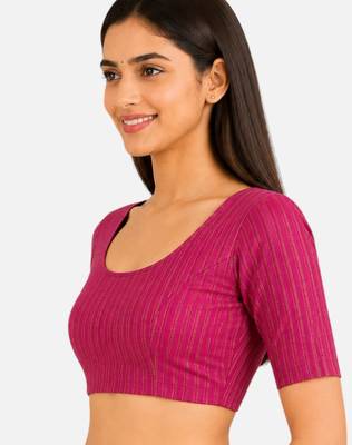 Rani spandex golden zari straight line stretchable readymade saree blouse 4
