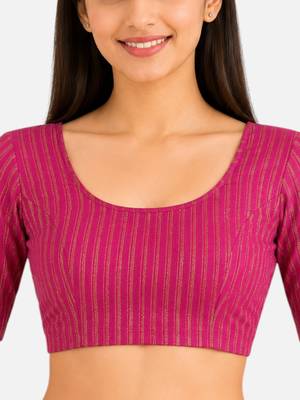 Rani spandex golden zari straight line stretchable readymade saree blouse 5