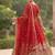 Red colour embroidered georgette anarkali suit set with dupatta & pant