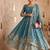 Sky colour embroidered georgette anarkali suit set with dupatta & pant