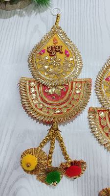 gota patti shubh labh side door hanging for home decoration  diya flower toran room decoration (pack of 2) 3