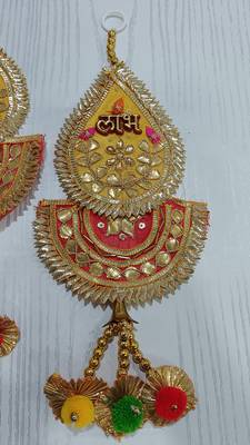 gota patti shubh labh side door hanging for home decoration  diya flower toran room decoration (pack of 2) 4