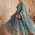 Sky colour embroidered georgette anarkali suit set with dupatta & pant