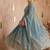 Sky colour embroidered georgette anarkali suit set with dupatta & pant