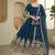 Teal colour embroidered georgette anarkali suit set with dupatta & pant