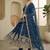 Teal colour embroidered georgette anarkali suit set with dupatta & pant