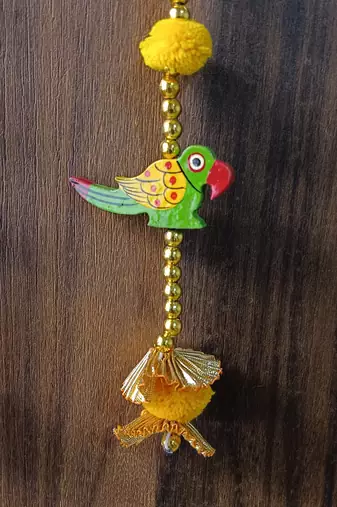 handmade parrot small string hanging for home decor  diwali decor wedding festival decor (pack of 26)