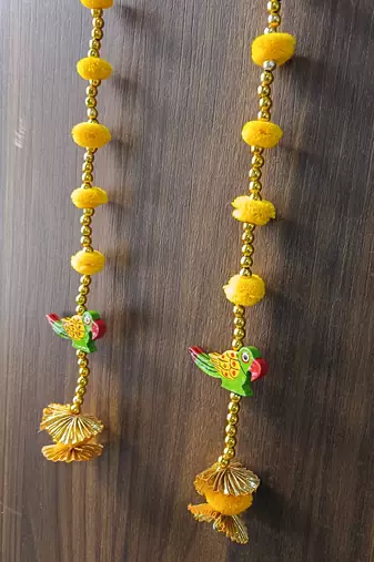 handmade parrot small string hanging for home decor  diwali decor wedding festival decor (pack of 26)
