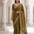 Mahendi Green Tissue embroidery work saree with work blouse piece