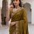 Mahendi Green Tissue embroidery work saree with work blouse piece