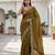Mahendi Green Tissue embroidery work saree with work blouse piece