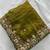 Mahendi Green Tissue embroidery work saree with work blouse piece