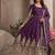 Wine colour embroidered georgette anarkali suit set with dupatta & pant