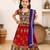 Red embroidered cotton traditional kids lehenga choli with blouse