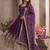 Wine colour embroidered georgette anarkali suit set with dupatta & pant