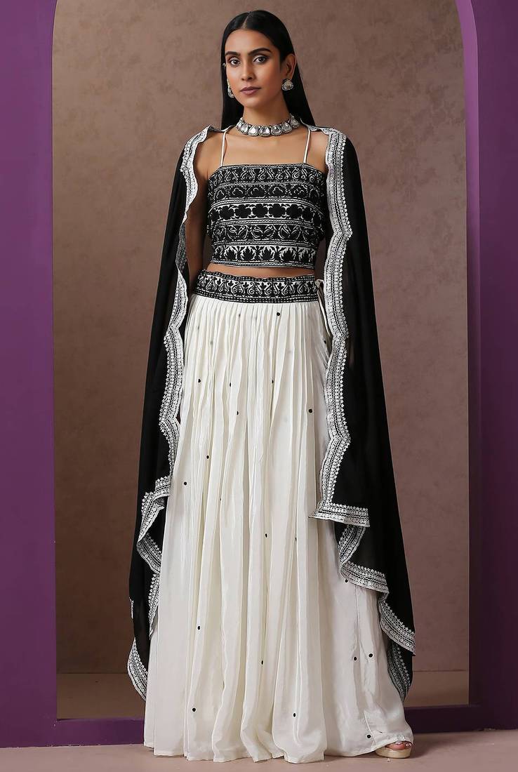Embroidered work silk Blend Lehenga choli with Dupatta.