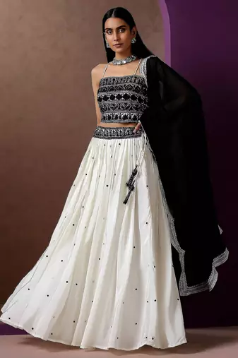 Embroidered work silk Blend Lehenga choli with Dupatta.
