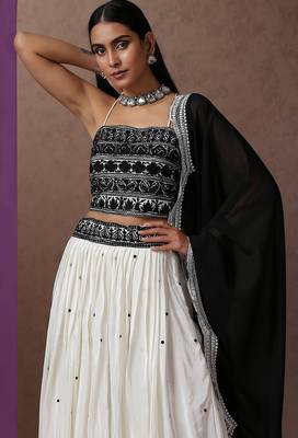 Embroidered work silk Blend Lehenga choli with Dupatta. 4