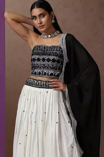 Embroidered work silk Blend Lehenga choli with Dupatta.