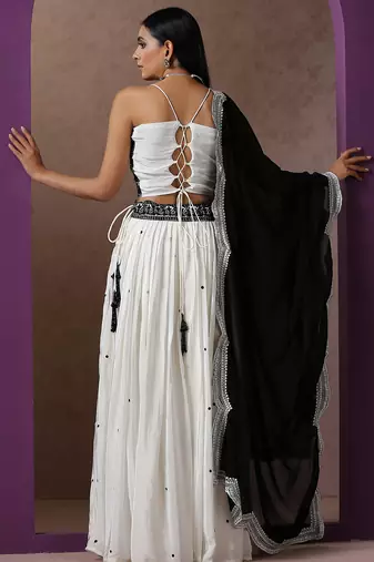 Embroidered work silk Blend Lehenga choli with Dupatta.