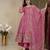 Women’s Pink Embroidered Anarkali Kurta Set with Dupatta & Palazzo