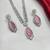 Pink Teardrop CZ Jewelry Set | Bridal Necklace & Earrings