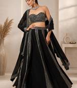 EMBROIDERED SEQUINED LEHENGA CHOLI WITH DUPATTA.