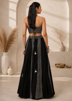 EMBROIDERED SEQUINED LEHENGA CHOLI WITH DUPATTA. 2